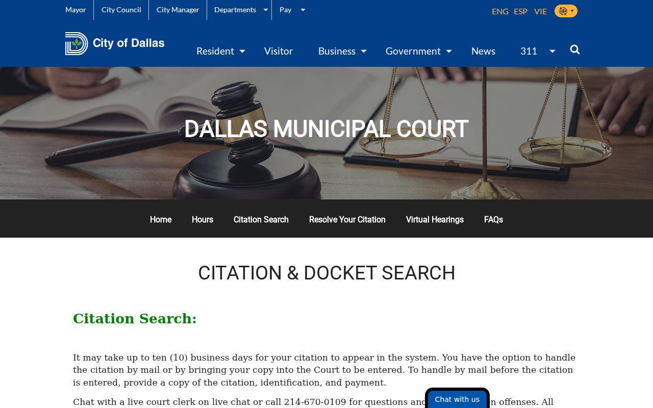 Dallas warrant citation search fields and red warrant status