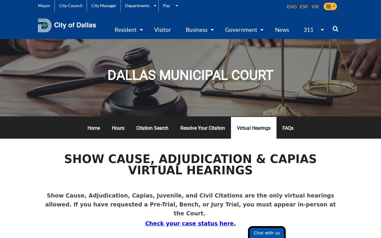Dallas County bench warrant and capias virtual hearing instructions