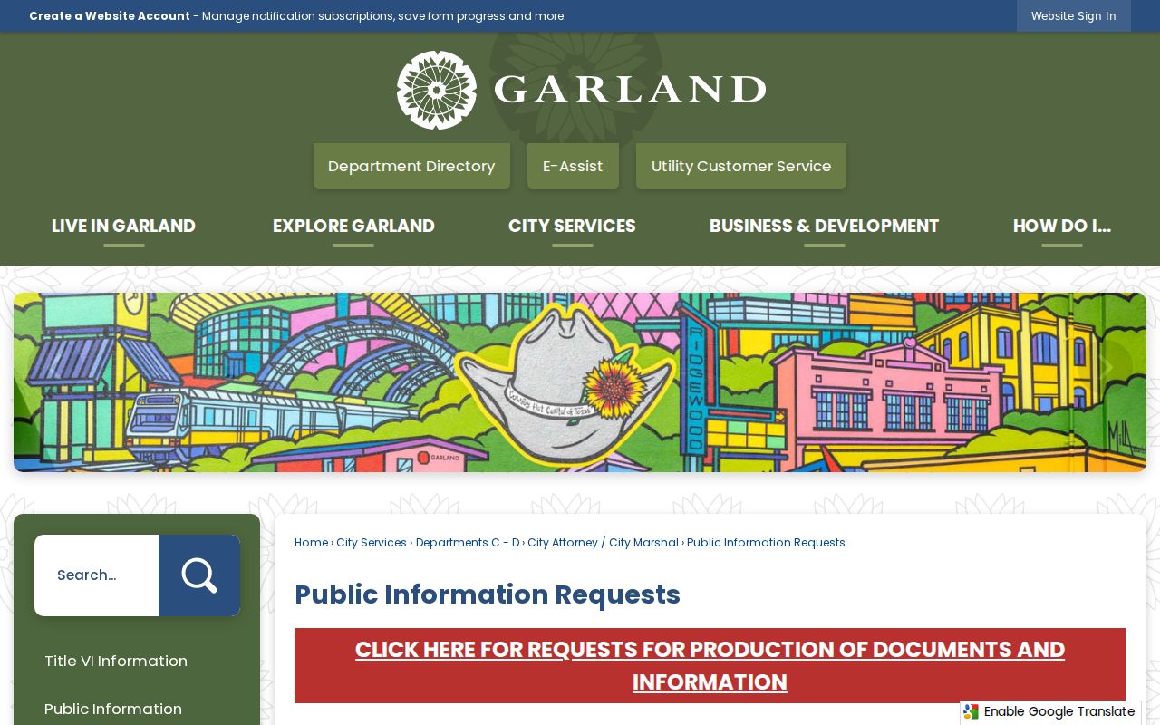 Garland city police channel for warrant service and court contact