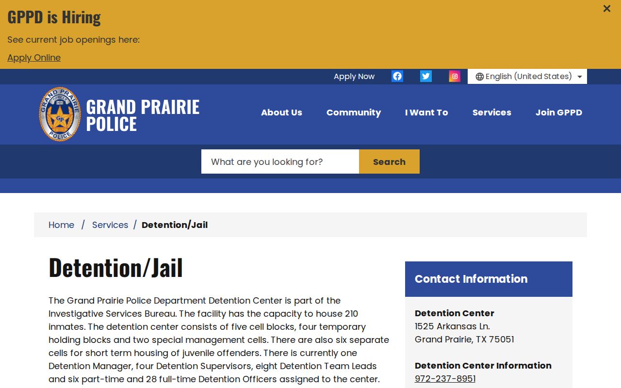 Grand Prairie warrant detention and bond desk information