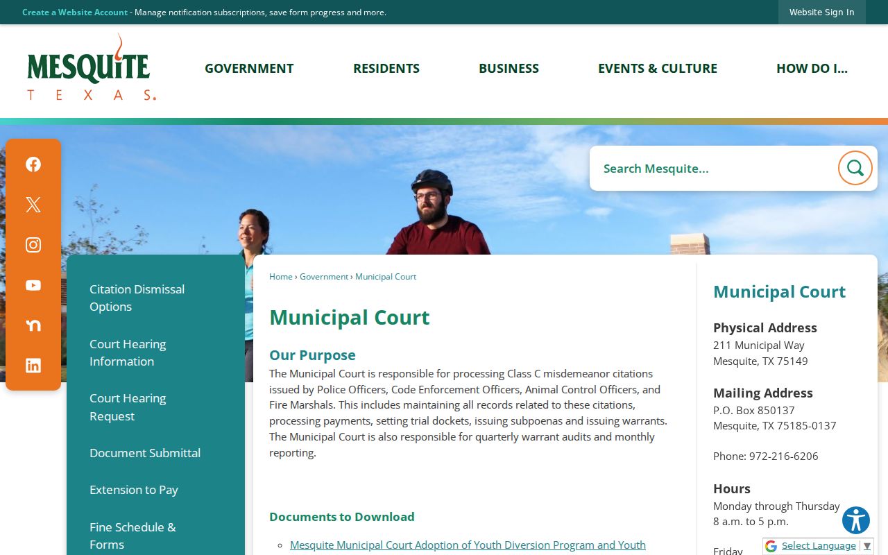 Mesquite Municipal Court office and warrant audit information