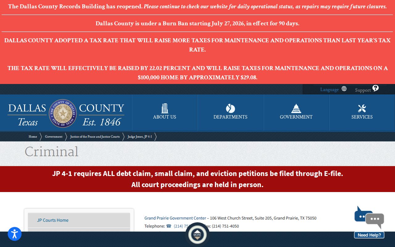 Dallas County JP 4-1 traffic and failure-to-appear court information